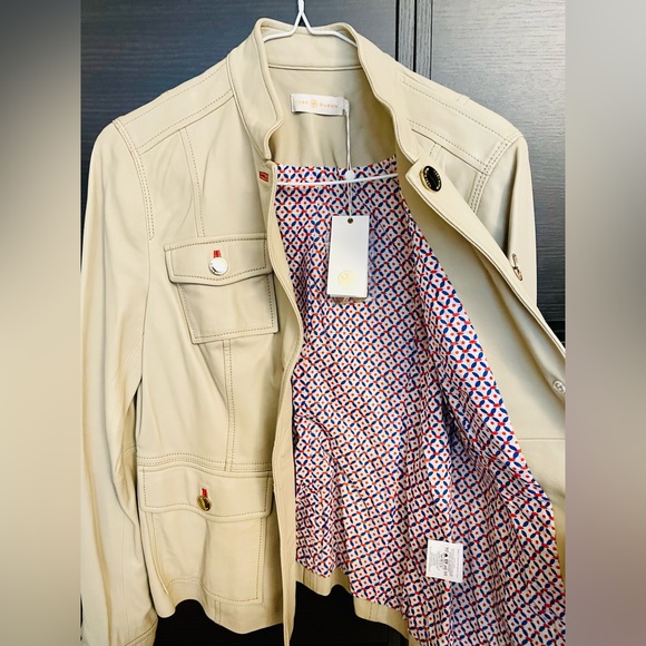 NWT Tory Burch beige leather jacket - Picture 2 of 6